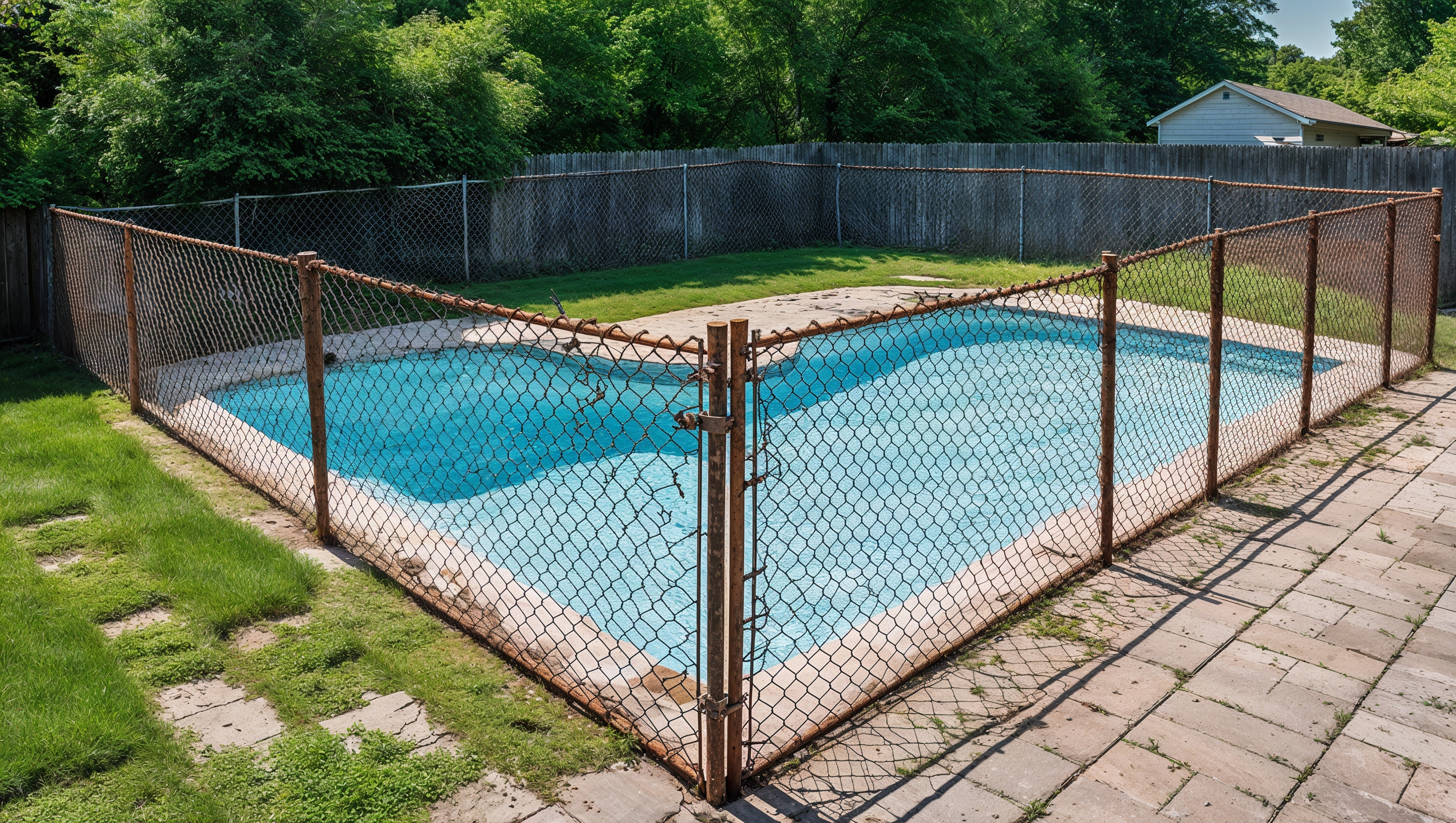 aluminum fencing before replacement photograph