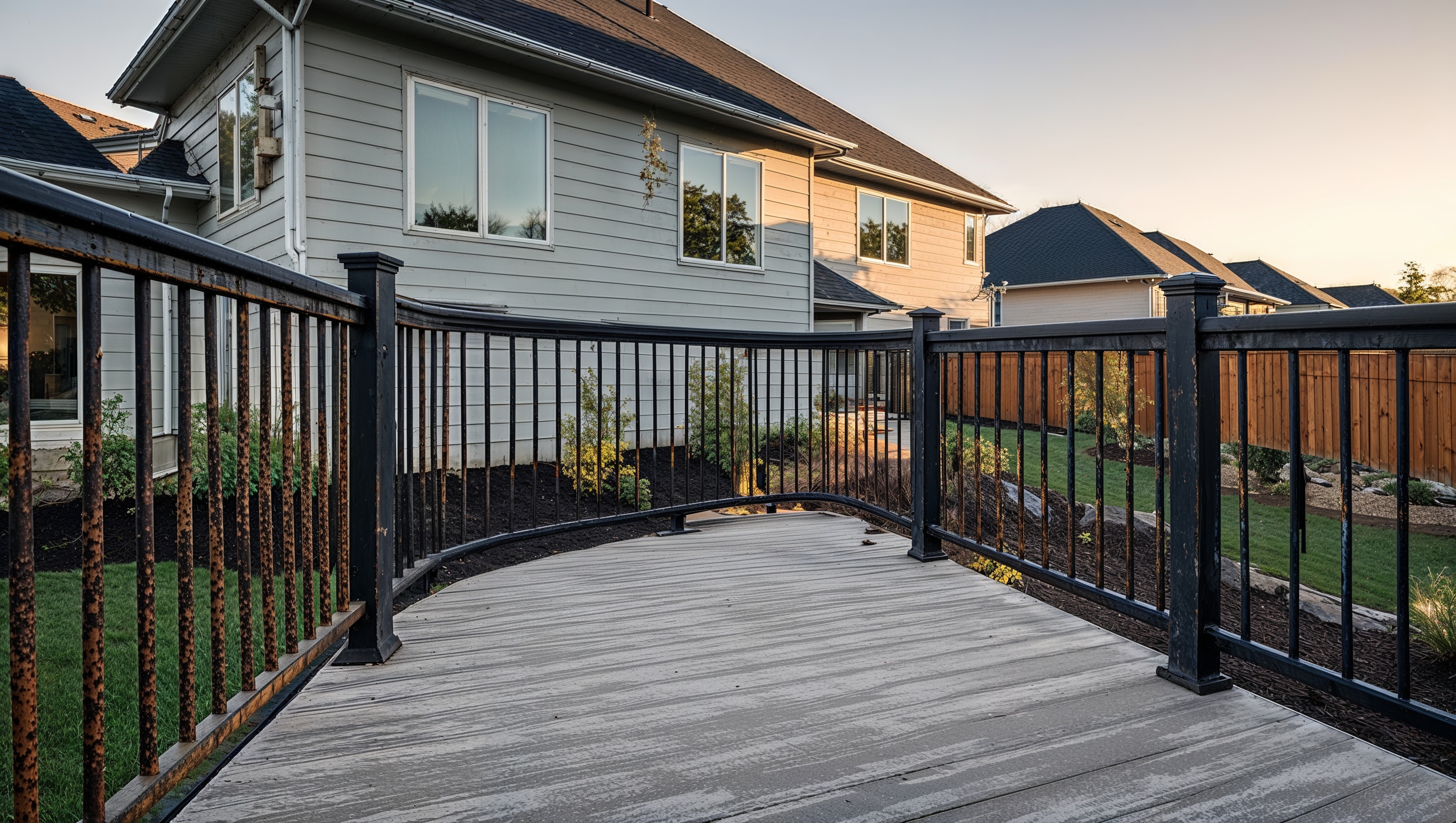 aluminum railings before replacement photograph